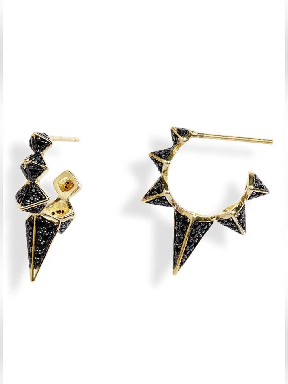 Melinda Maria Gold and Black Spike Hoop Earrings